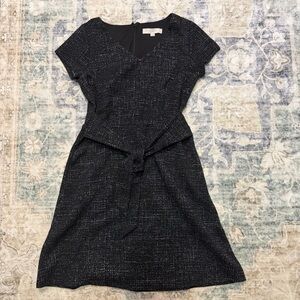 LOFT Shimmer Tweed Tie Waist Dress Size 6
